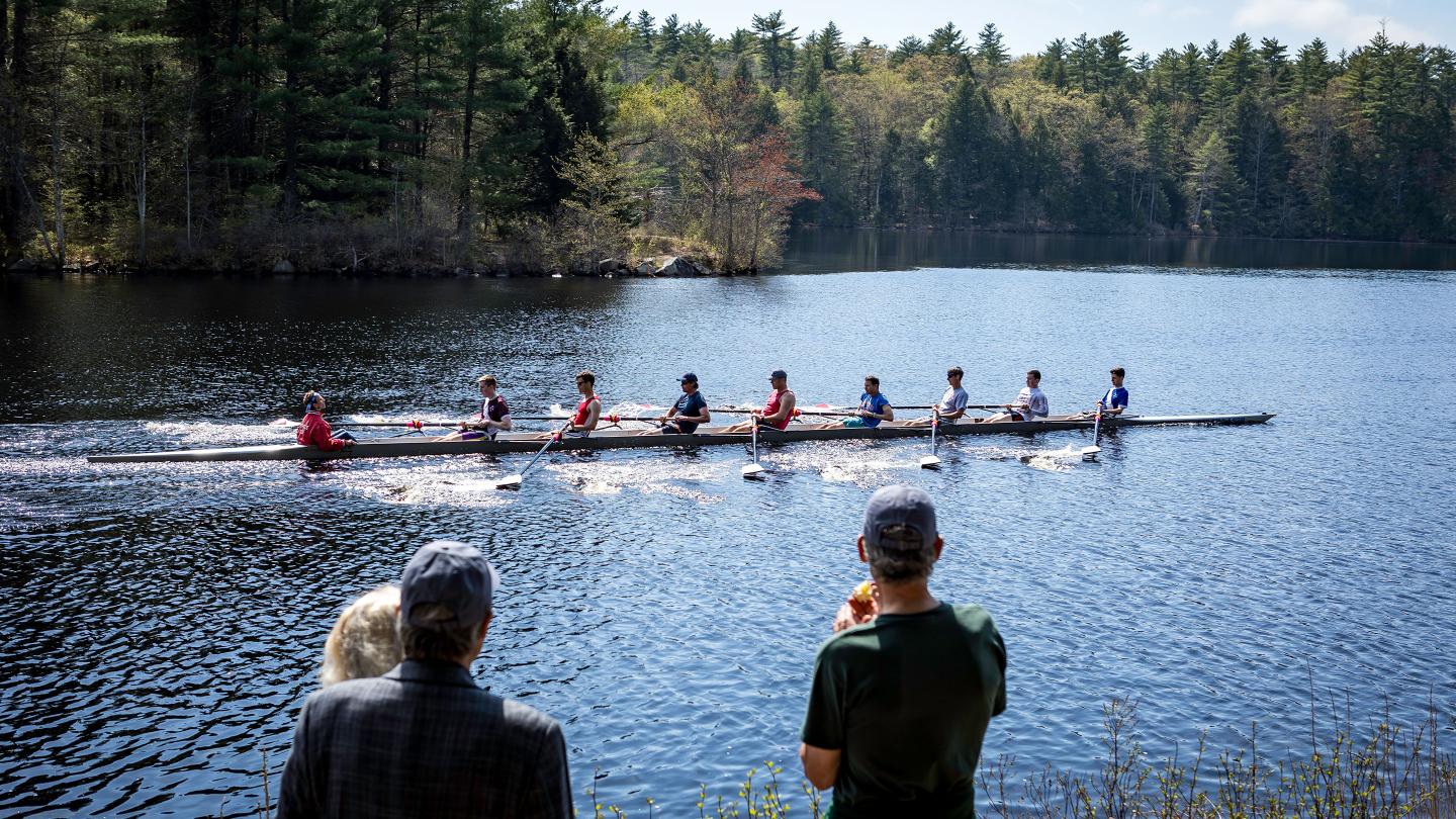 Alumni rowing on Turkey Pond during Anniversary Weekend 2024