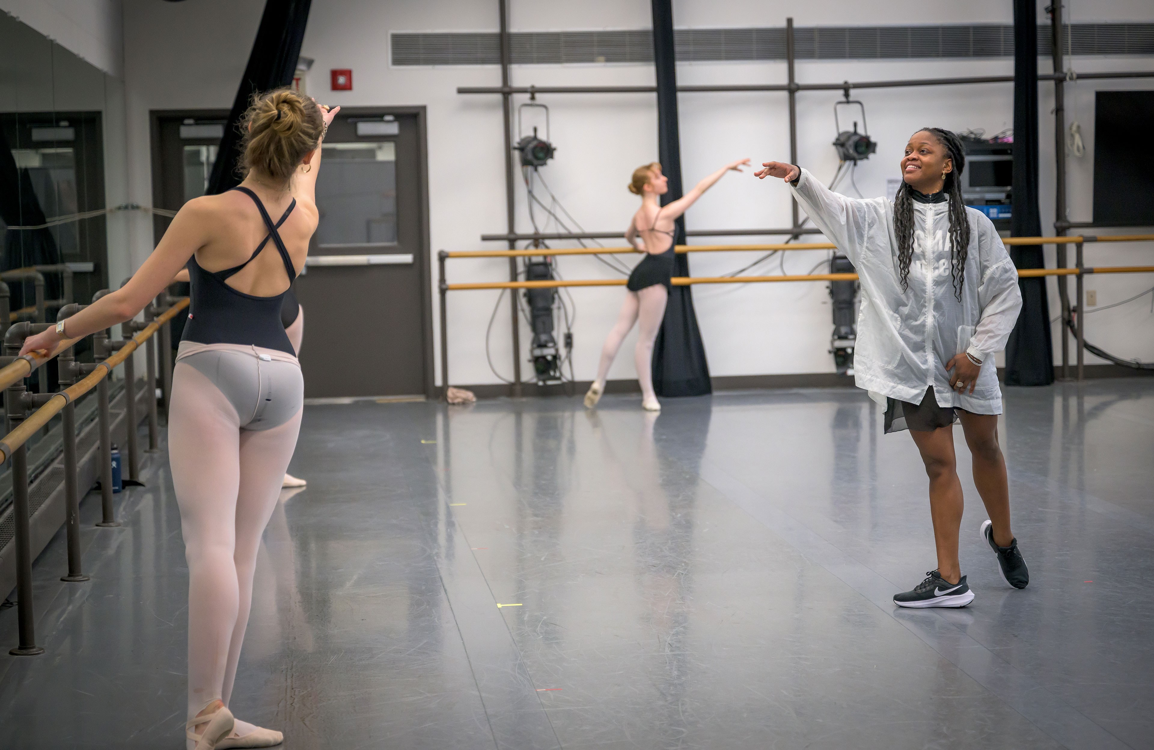 Michaela DePrince works with members of the SPSBC