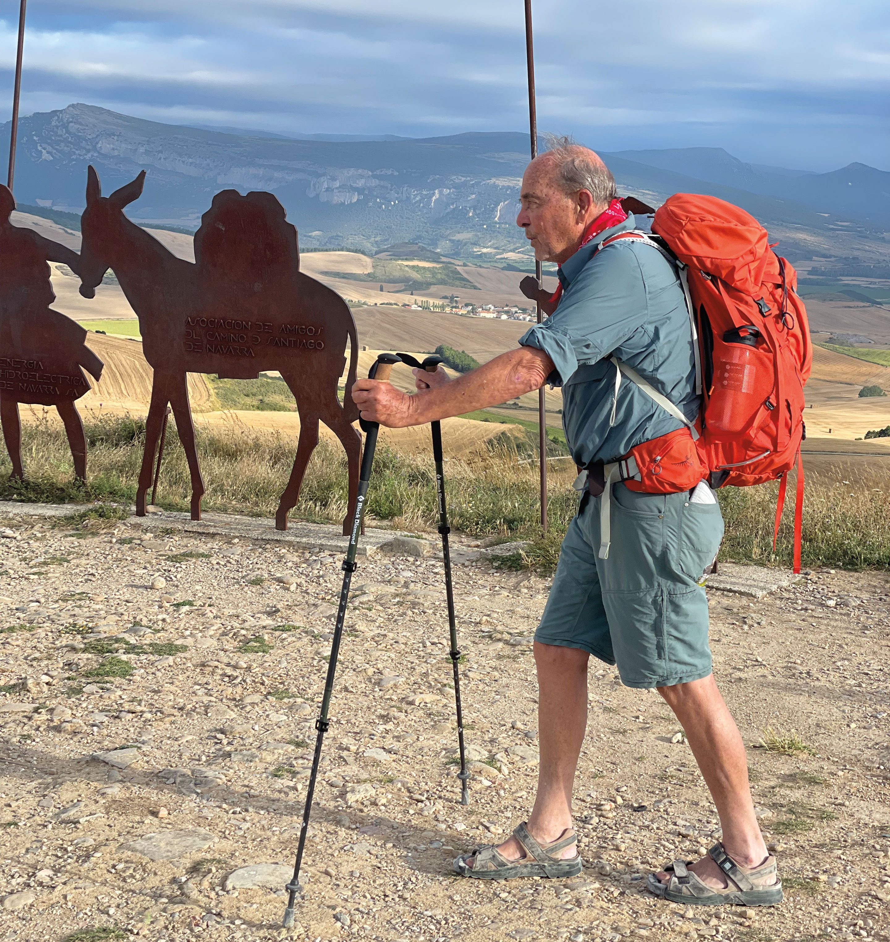 Atkinson crossing the Alto del Perdón