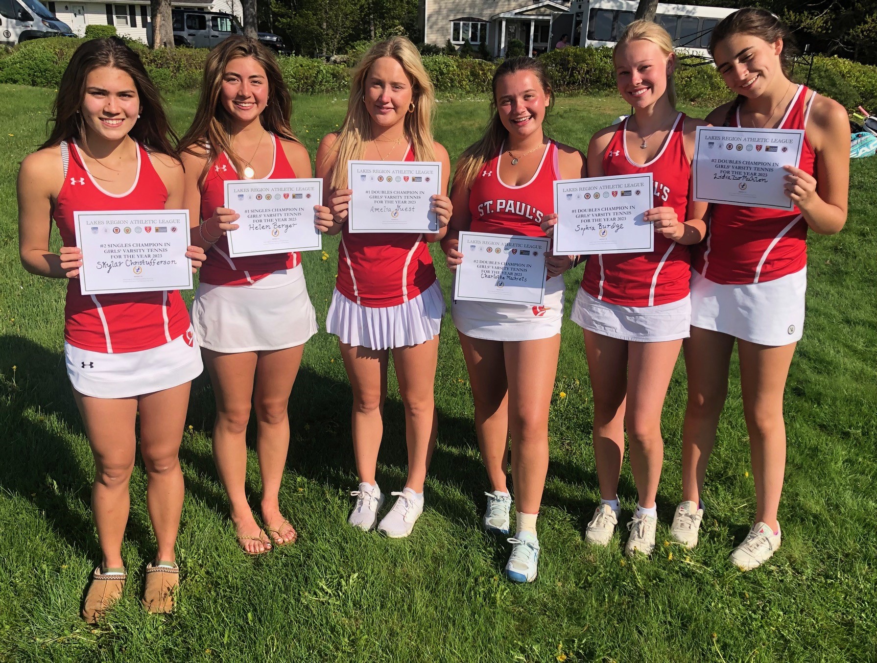 Girls Varsity Tennis Team Lakes Region Champs