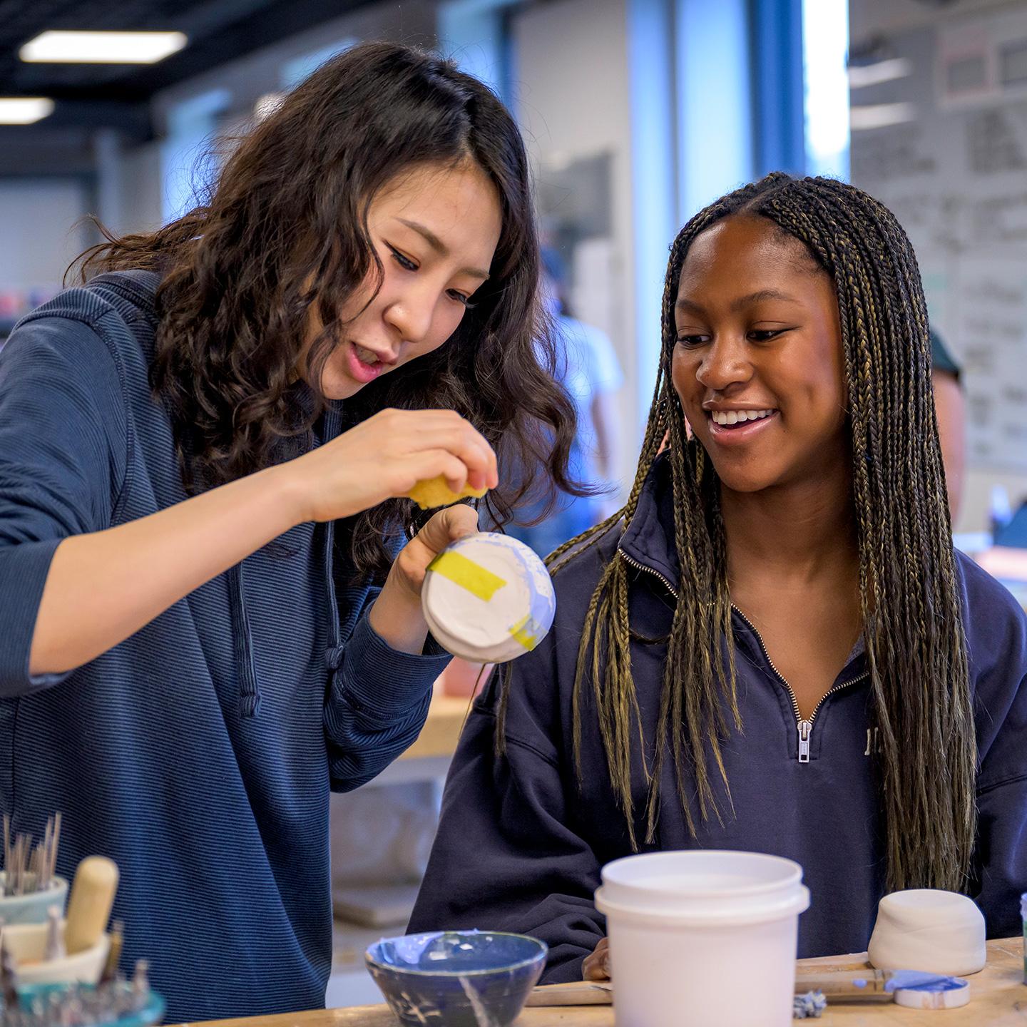 Student with visiting artist Jihye Yeonsoo