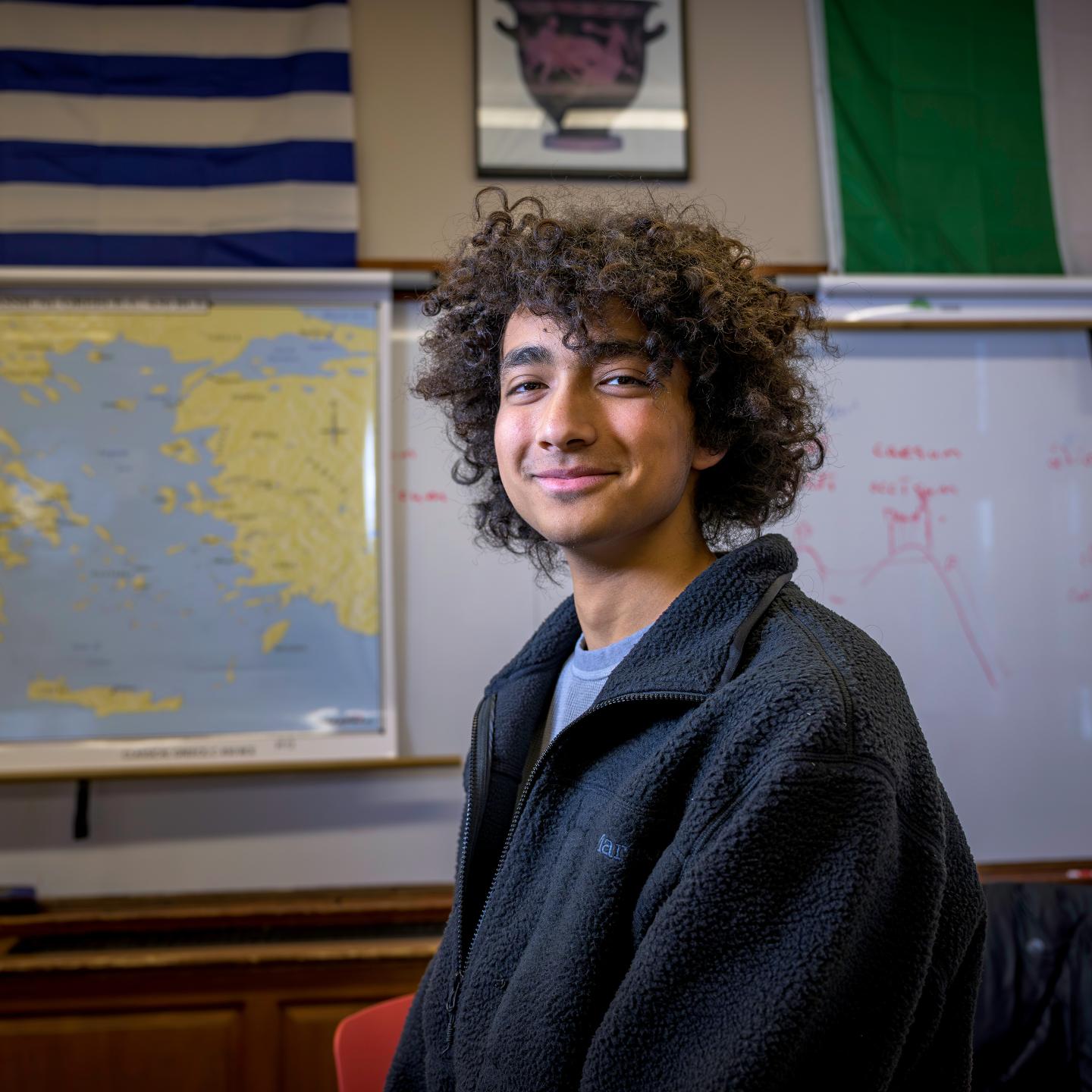 Luca Bocresion in the classroom