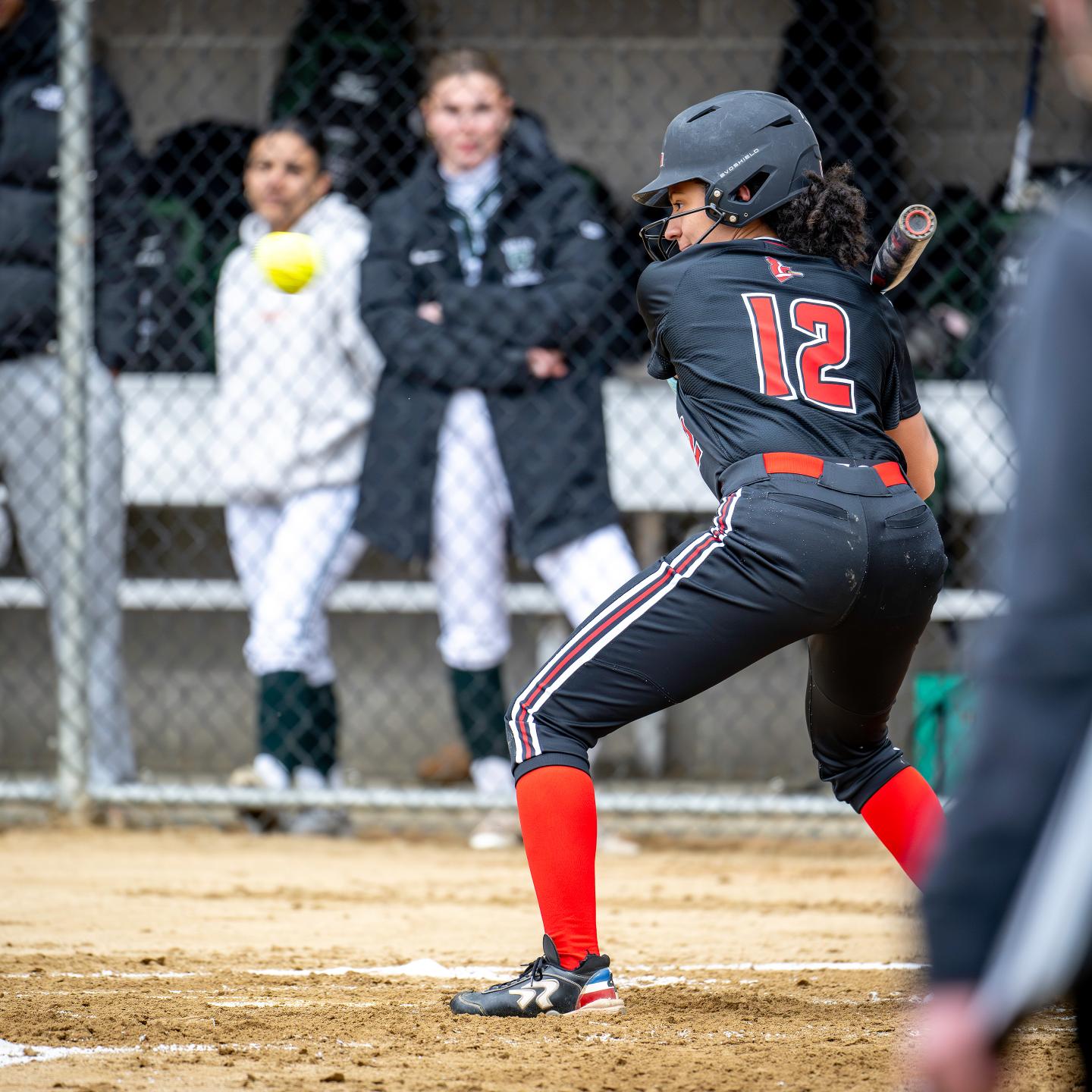 Jelina at bat during a game against Brooks School