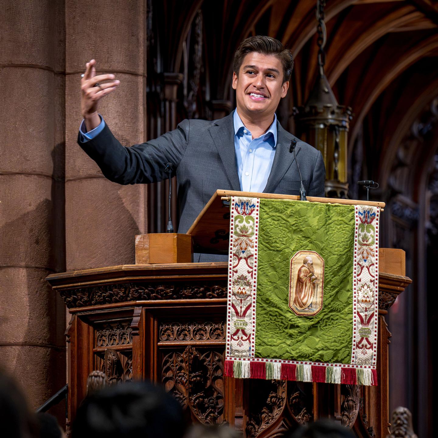Danny Freeman speaking in chapel