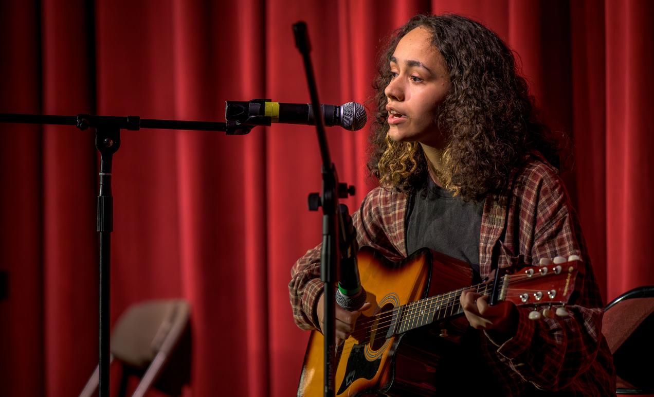 Gabby Purvis performing at talent show