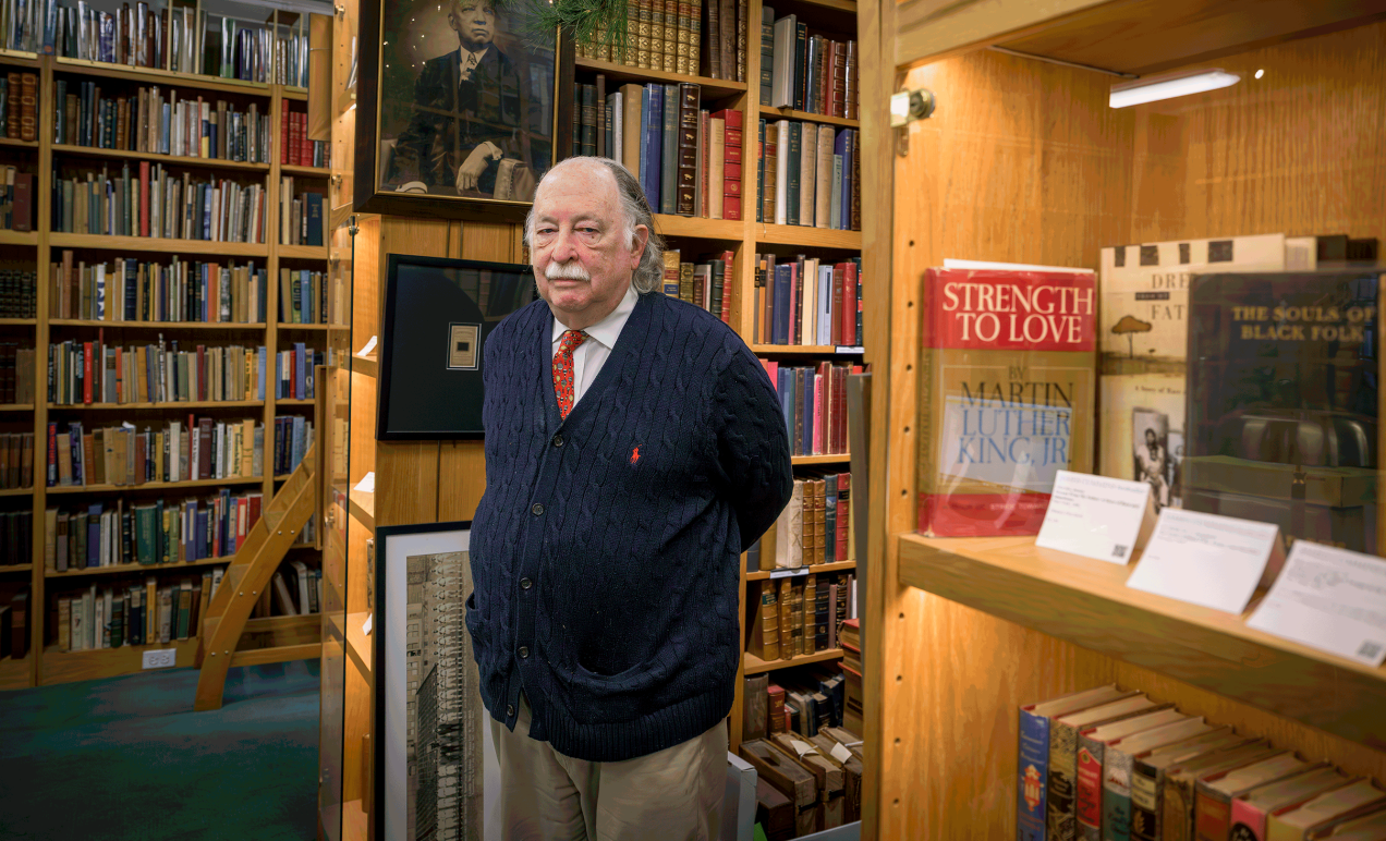 Jim Cummins '64 in his bookstore in New York