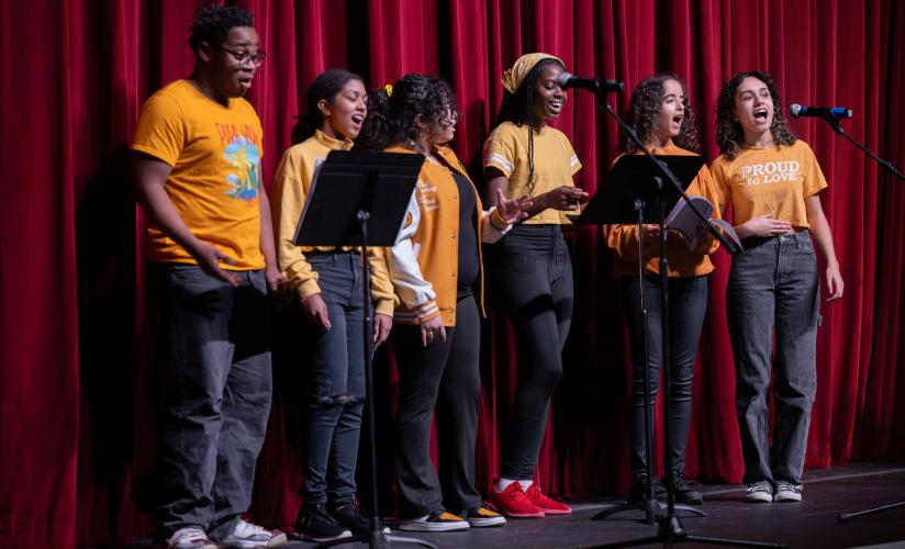 Students in Onyx perform during this year's Fourth Annual Black History Celebration in Memorial Hall at SPS.