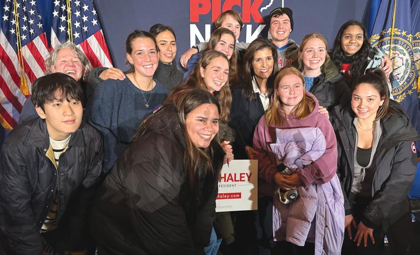 Students at Nikki Haley rally in January 2024