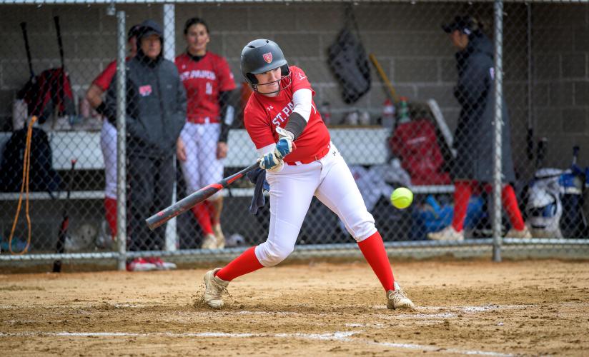 Heather Cotter '25 at bat for the SPS Softball Team against Andover.