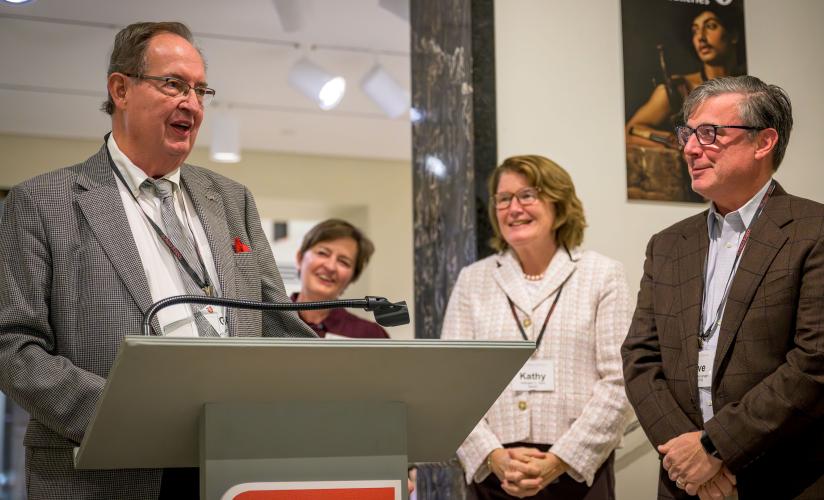 Hicks receiving award at 2025 celebration