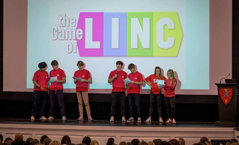 LinC leaders speaking at the start of Linc Day Fall Term 2025