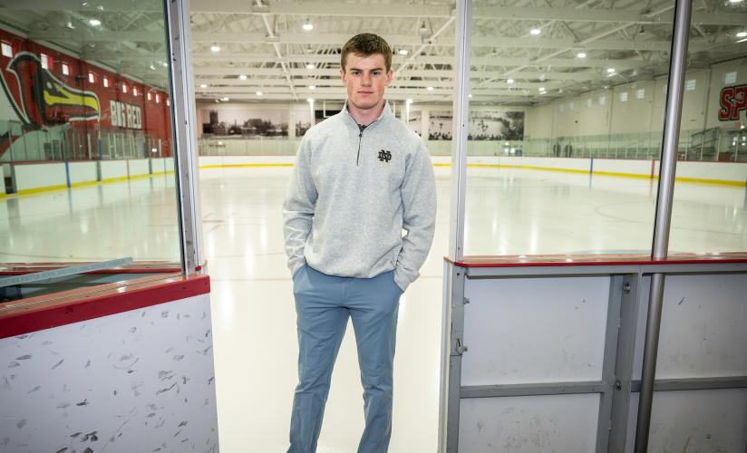 Colin O'Leary at entrance to the ice in Gordon Rink