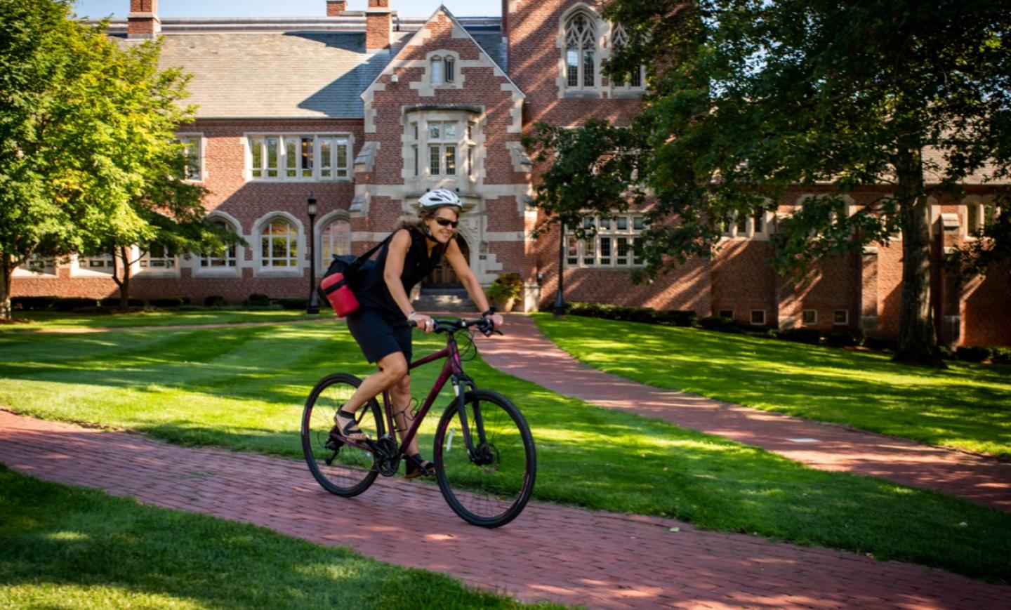 Kate Daniels riding a bicycle