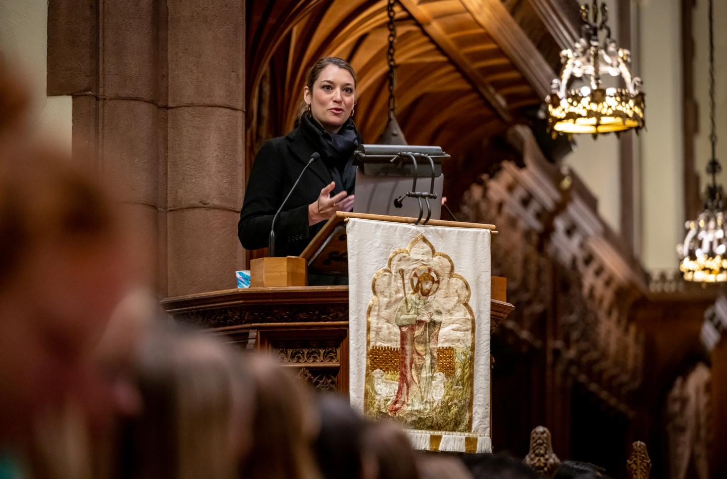 National Geographic Explorer, filmmaker and doctoral student Alizé Carrère gave a Chapel talk Friday, April 22, to kick off Earth Day at SPS