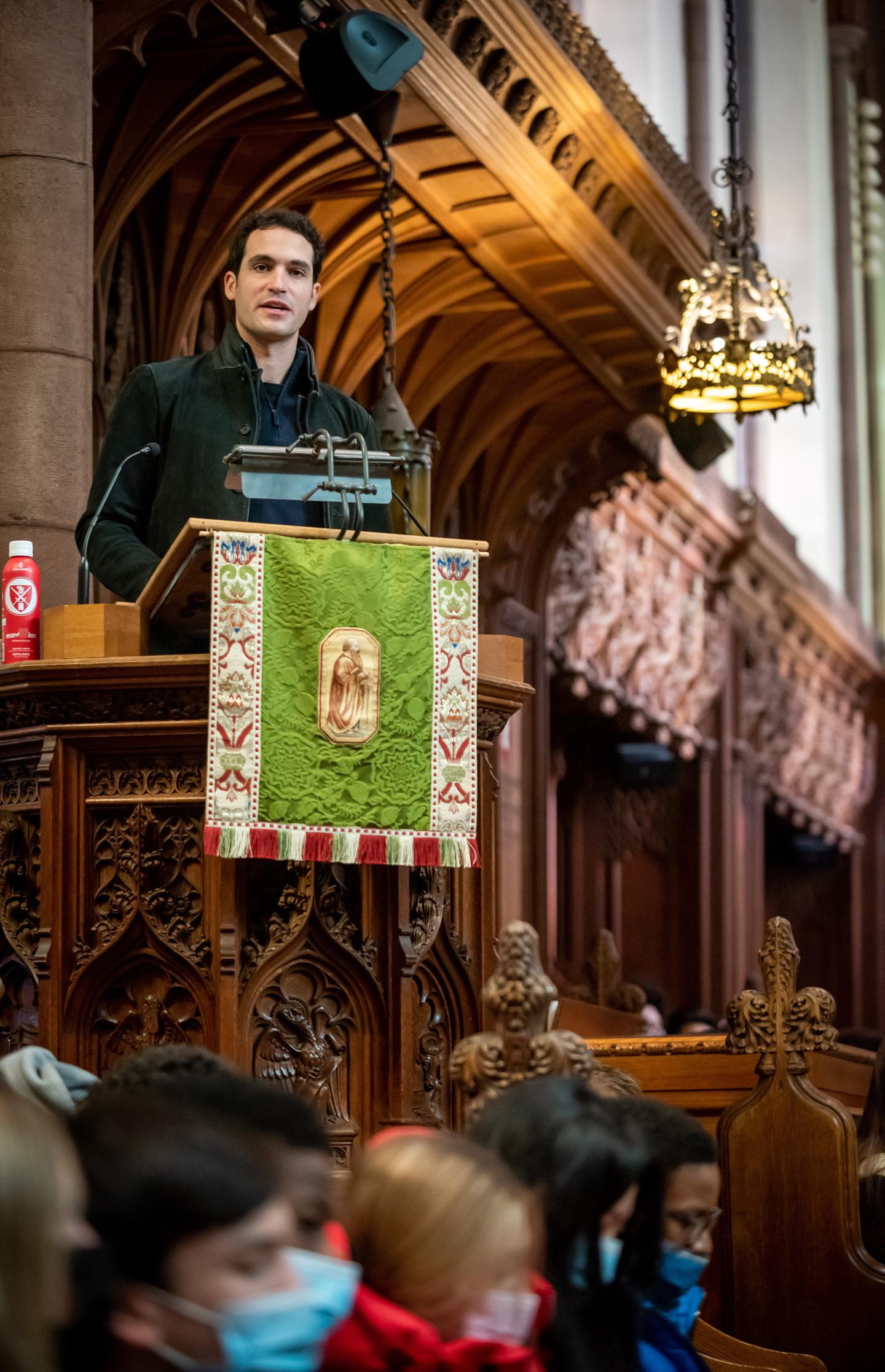 Will Ahmed speaking in Chapel