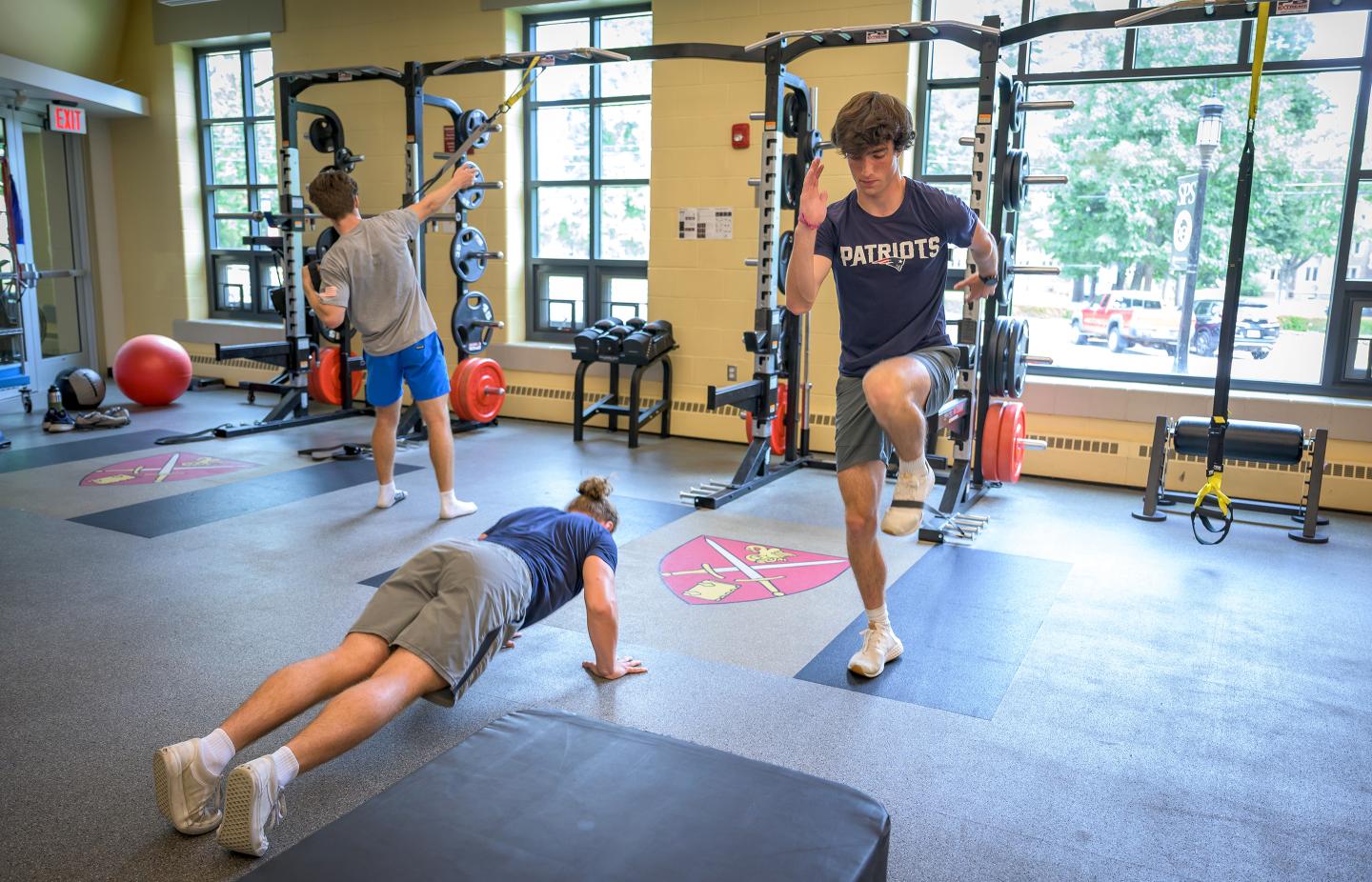 Working out at gym