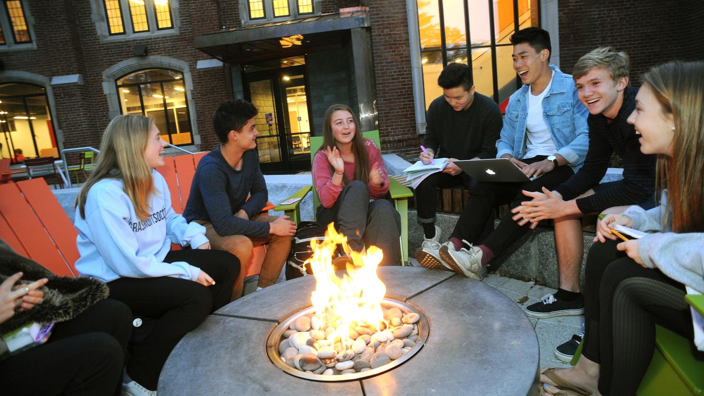 Students around the firepit