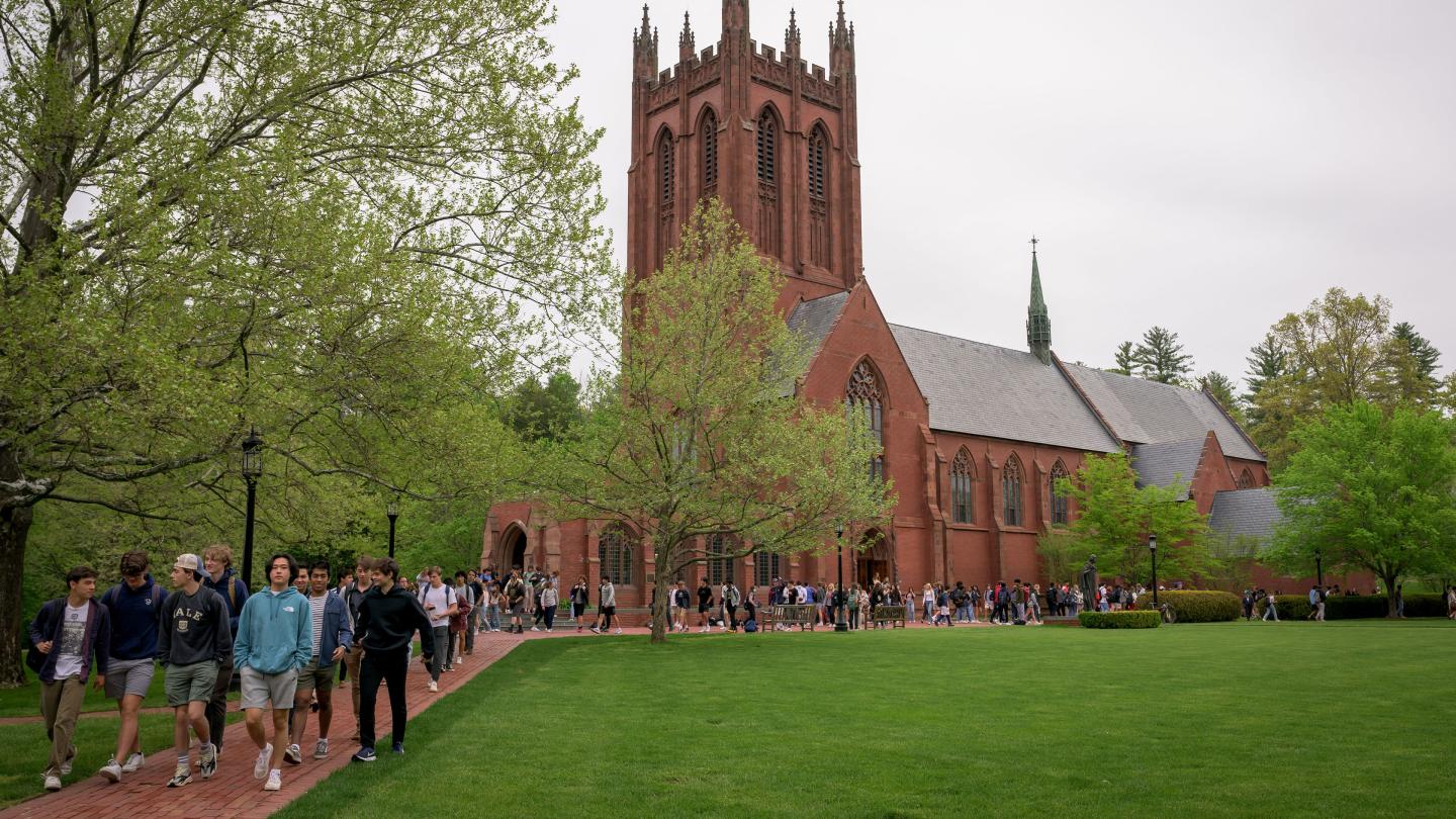 Students leaving Chapel