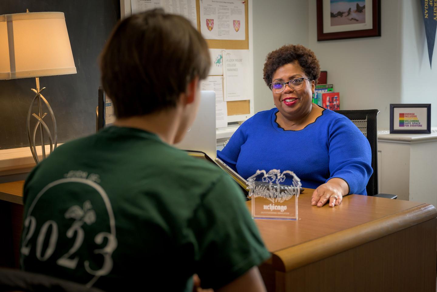 Myra Singletary with student