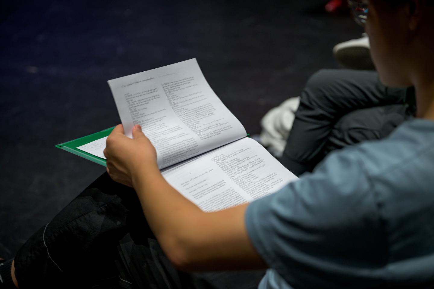 script reading in theater rehearsal