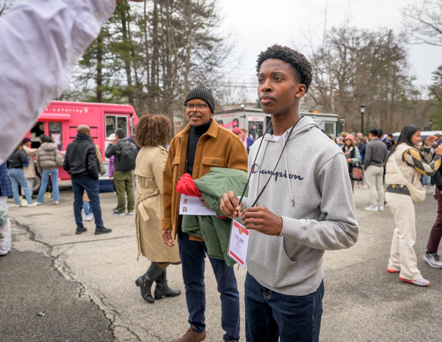 Students grabbing special treats from Foodtrucks at the AFC