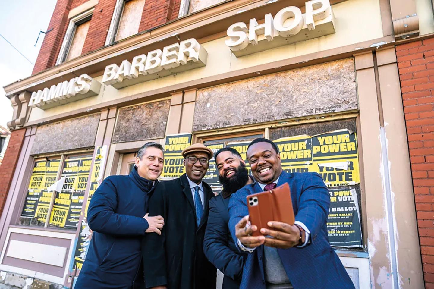 Selfie at the historic Hamm's Barbershop