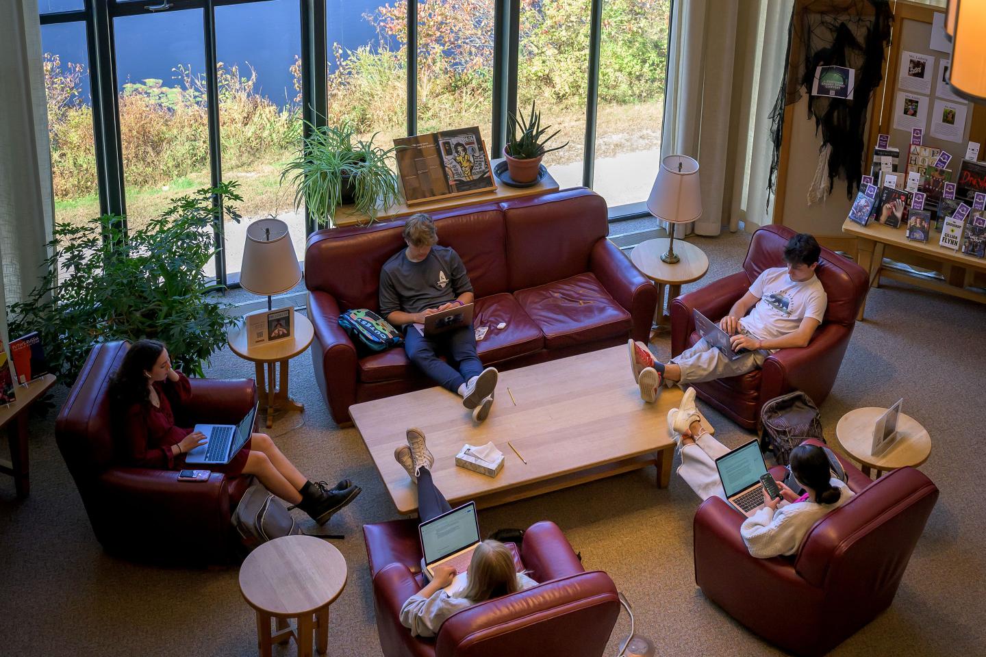 Group studying in Ohrstrom Library