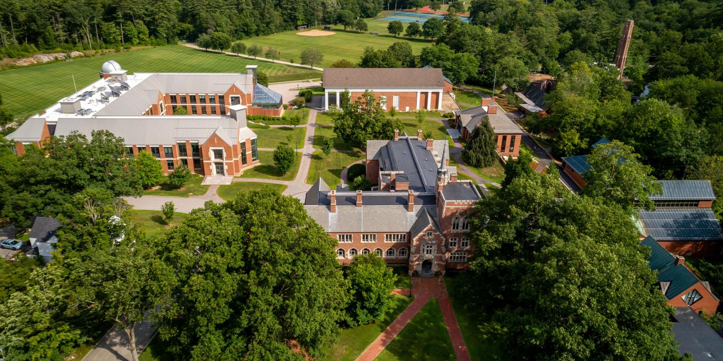 Aerial view of academic area of campus