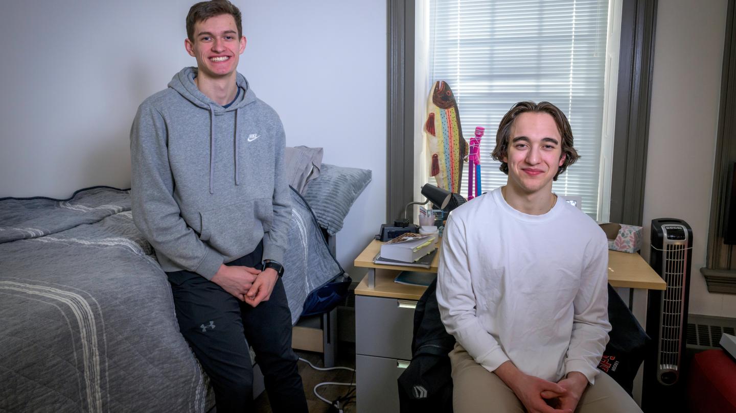 Harry Dermody '26 and Treva Murphy '25 in their dorm room