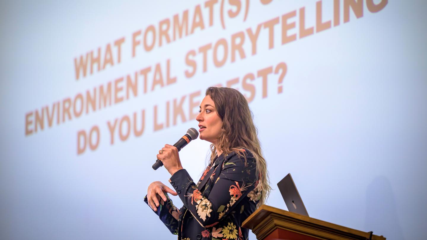 Alizé Carrère speaking during LinC Day