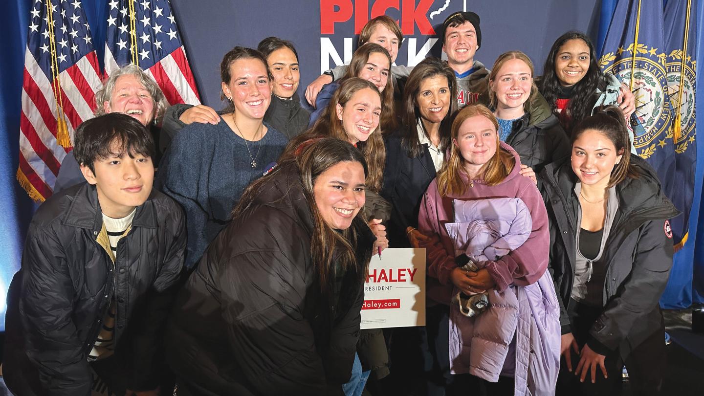 Students at Nikki Haley rally in January 2024