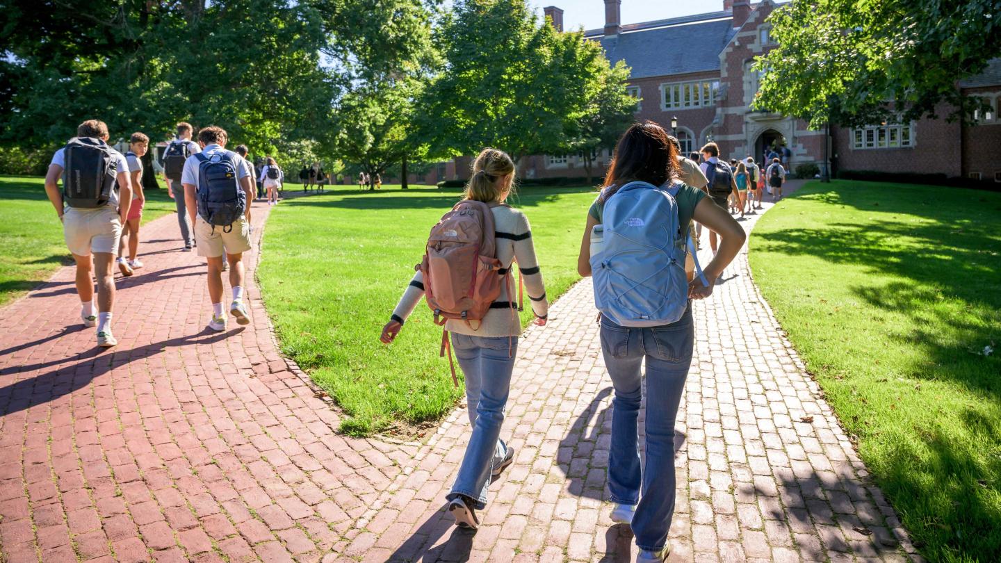 Students walking to schoolhouse on first day of classes 2024