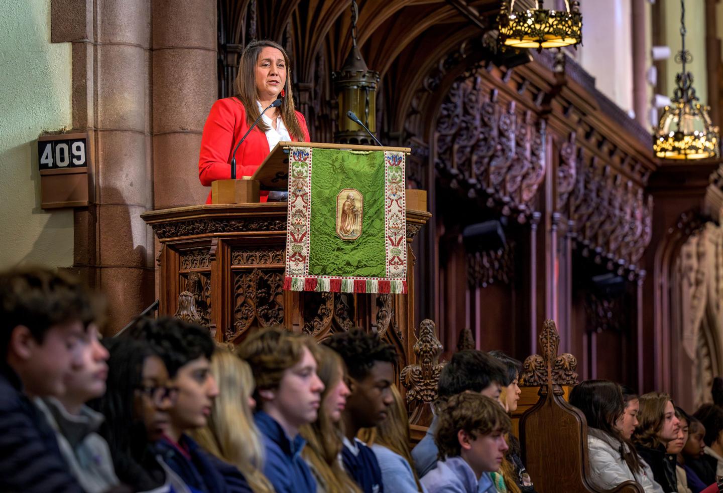 Ginger Kerrick, the first Latina flight director at NASA, Spoke in Chapel in November at SPS.
