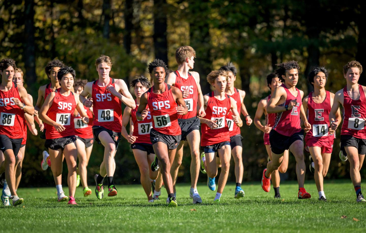 Cross country runners start their race during Family Weekend.
