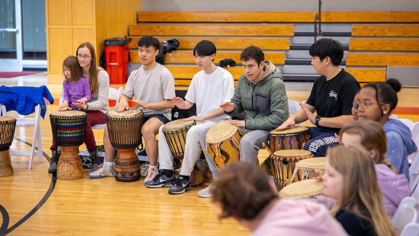 Students and Faculty attended an African drumming performance and lesson by Theo Martey from The Akwaaba Ensemble.