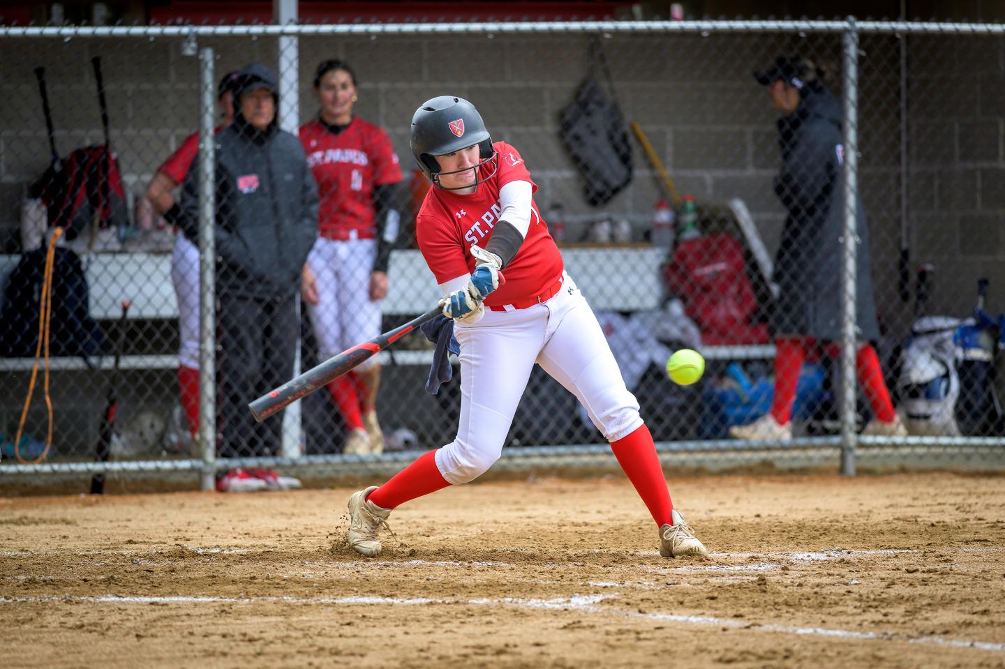 Heather Cotter '25 at bat for the SPS Softball Team against Andover.