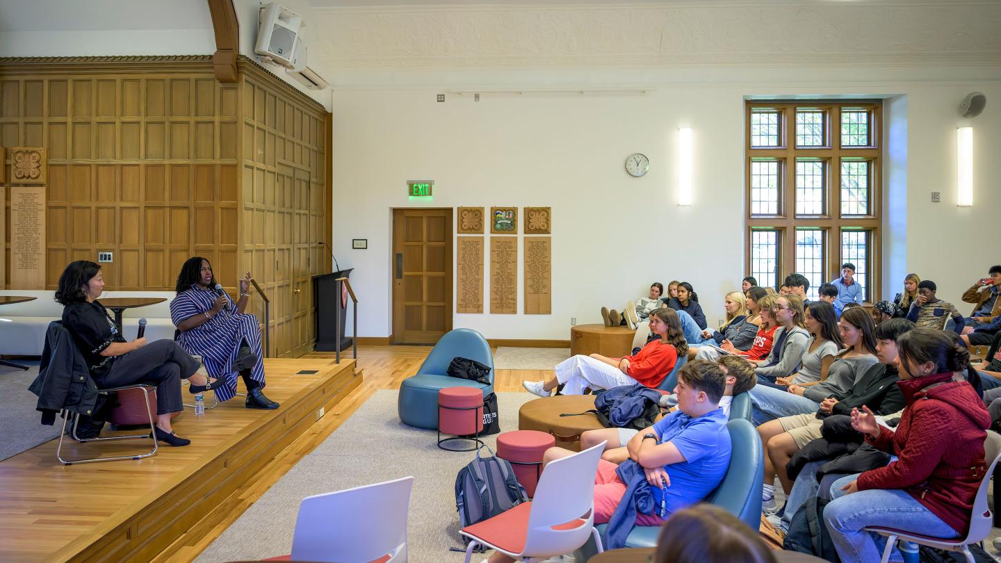 Renée Watson during Q&A with students