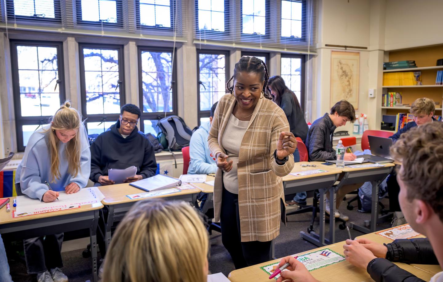 Spanish Teacher Gizelle Walter instructs her Spanish 4-5 class in Schoolhouse.