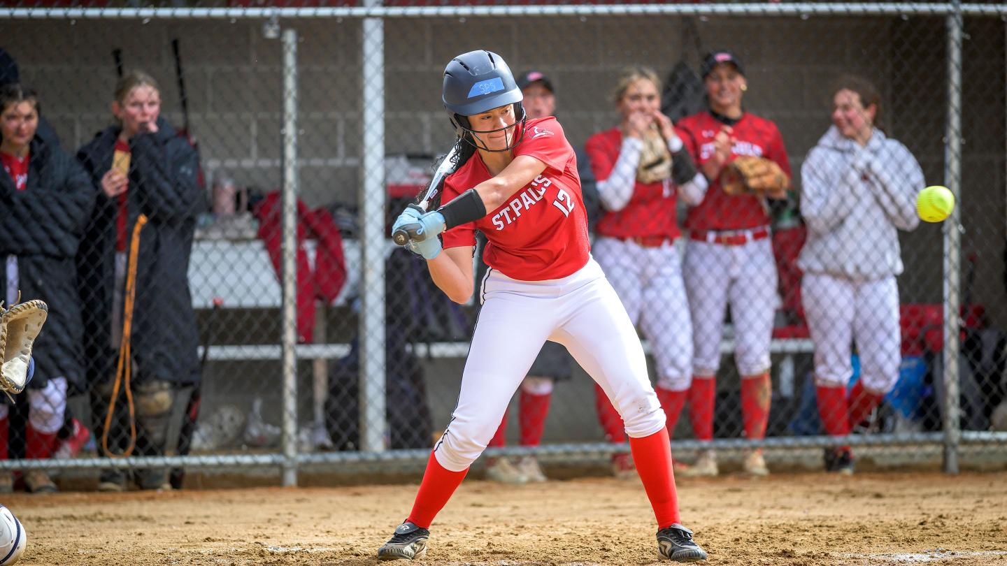 Jelina Medina at bat during SPS softball game in 2025