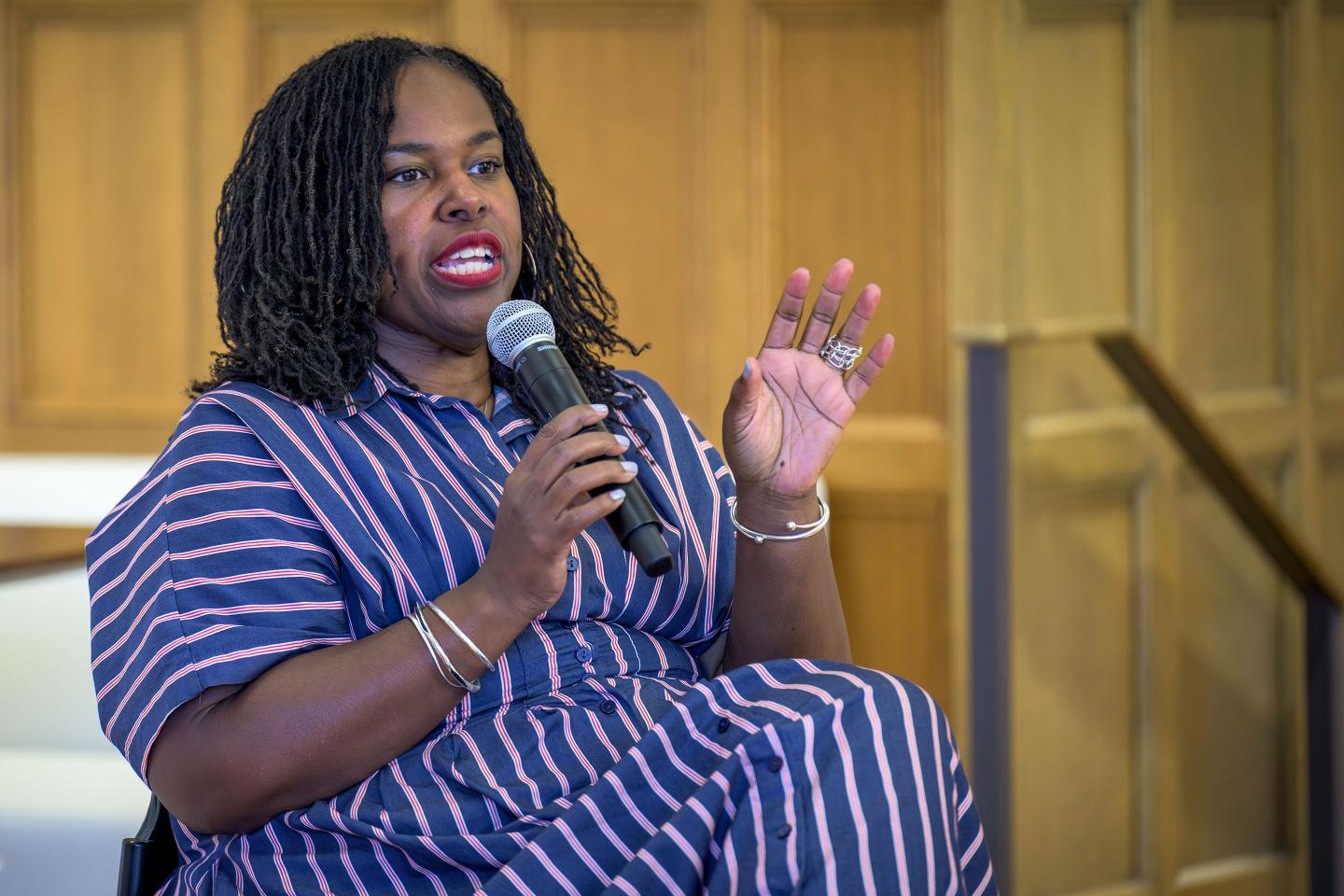 Renee Watson in Q&A with Humanities III students