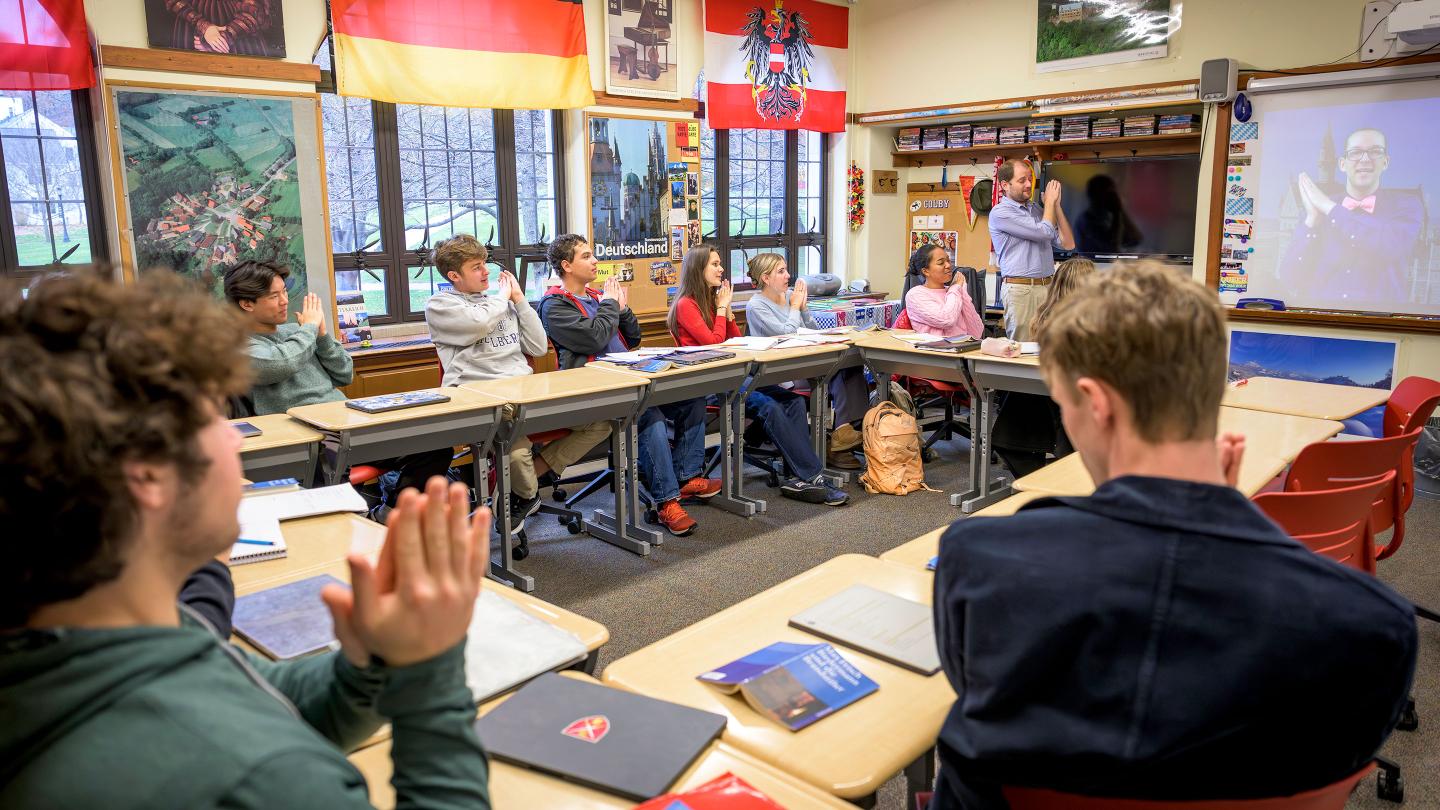 Dr. Justin Mohler with students in German III class