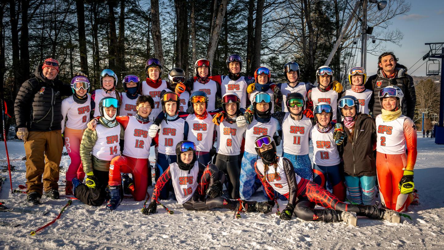 The Boys and Girls Alpine Teams Which both earned Lakes Region Championship Recognition and a New England 2nd Place finish for the Girls. Photo Taken at Pats Peak in Henniker, NH.