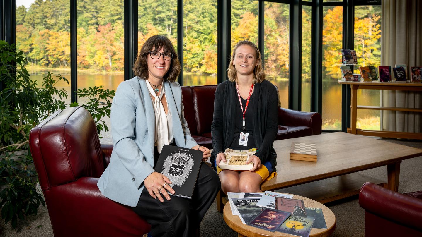 Elena Bonmati and Sarah Yarborough in Ohrstrom Library