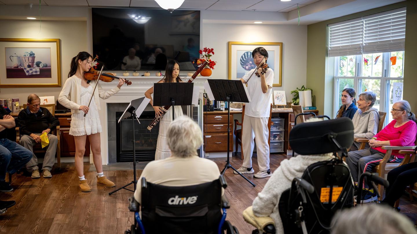 Student musicians performing at The Birches