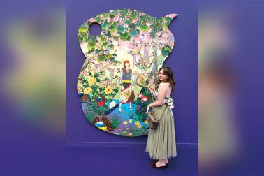 Lane Letourneau viewing art at Frieze Los Angeles